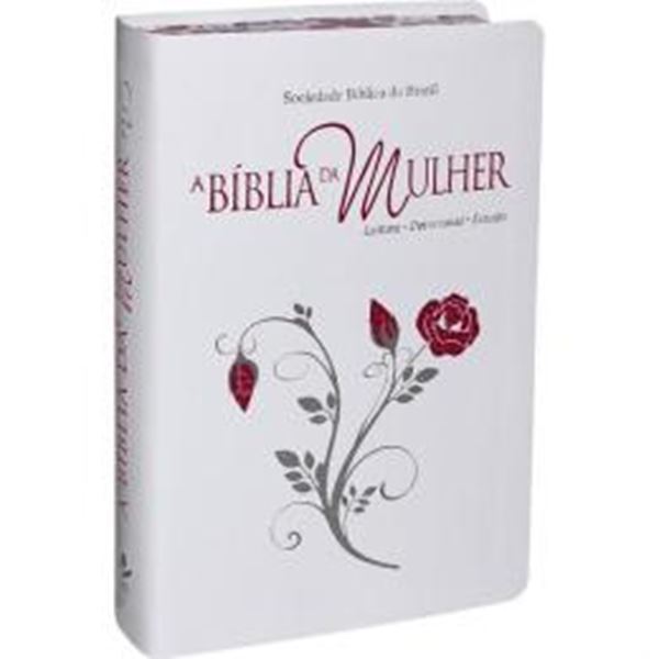 Picture of A BIBLIA DA MULHER - COURO BONDED BRANCA COM BORDAS FLORIDAS TAMANHO GRANDE